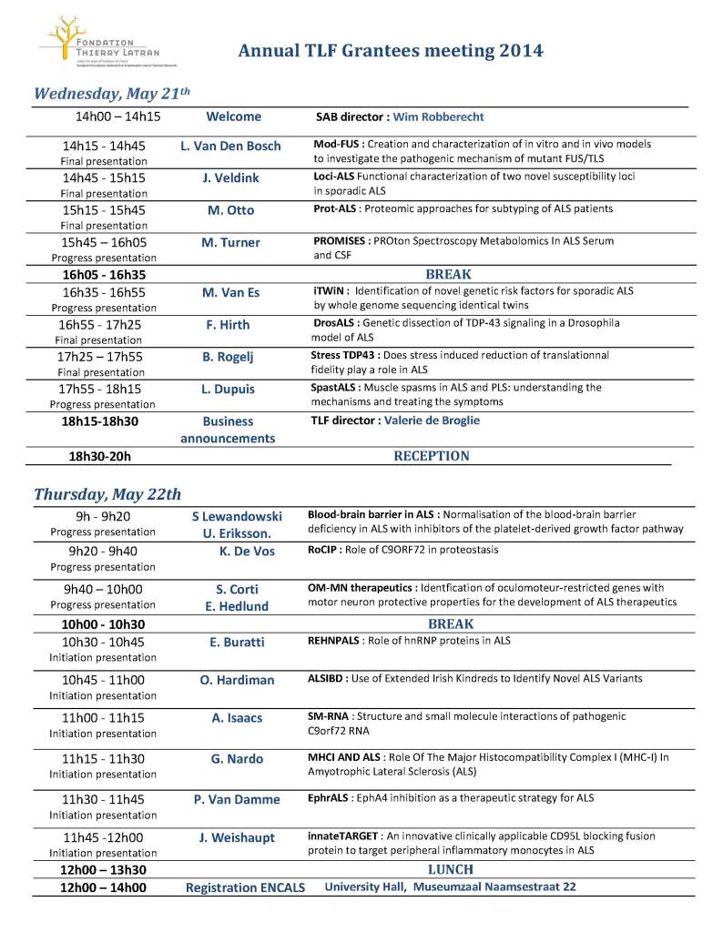 2014 TLF meeting  programme