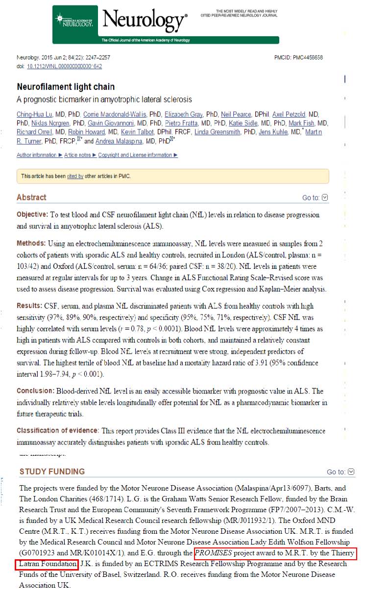 Abstract et Funding Turner Neurology